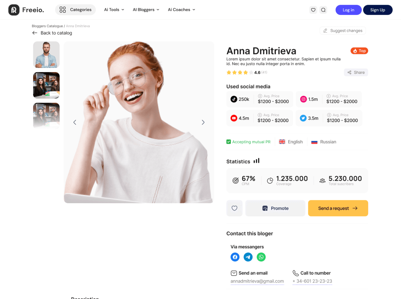 Blogger page