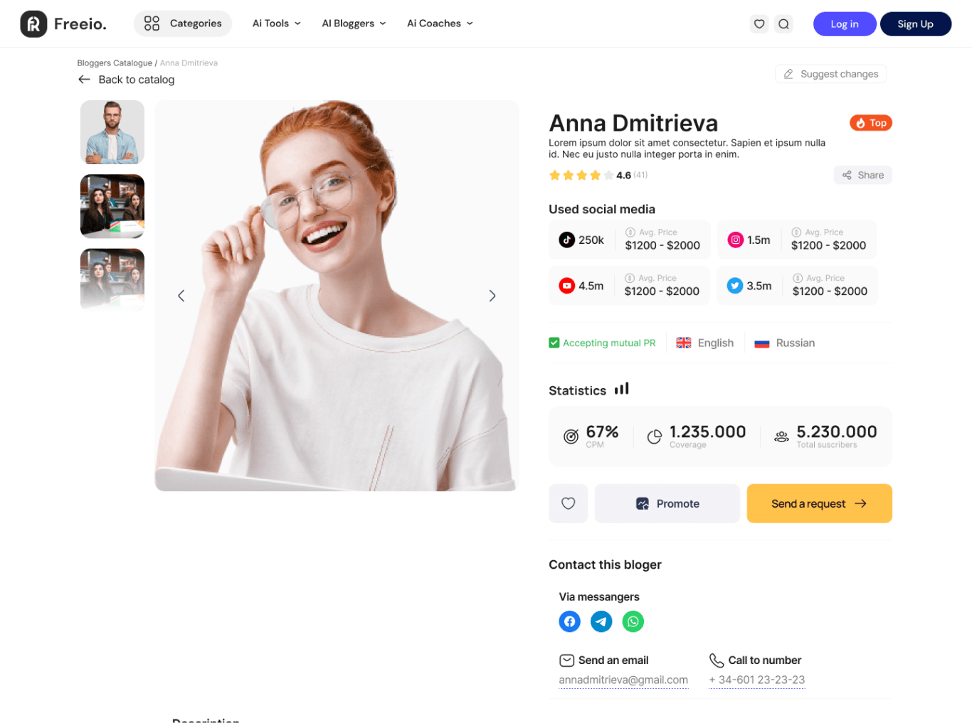 Blogger page